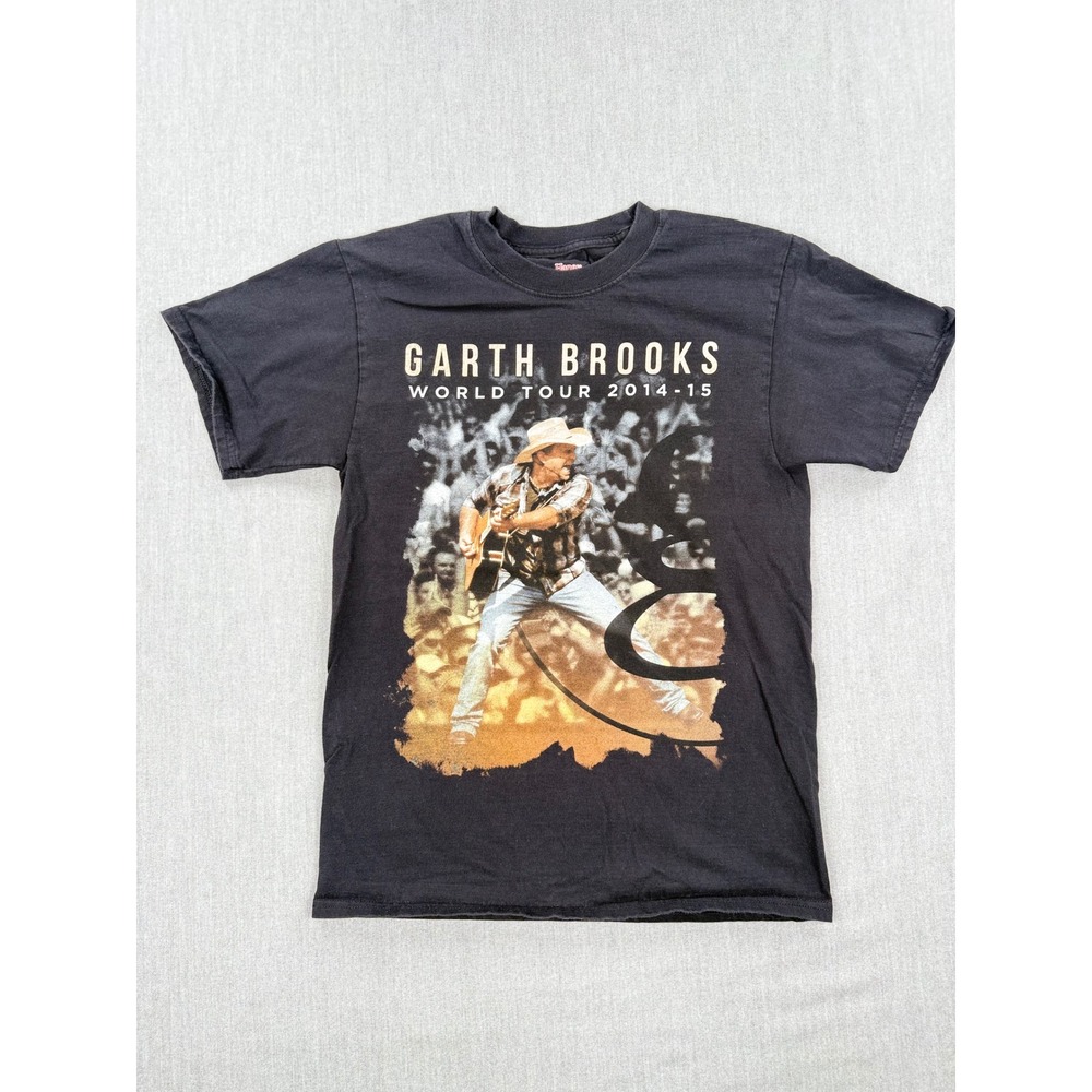 Garth Brooks World Tour 2014-15 Black Graphic T-Shirt Mens Small Hanes‎ Beefy-T